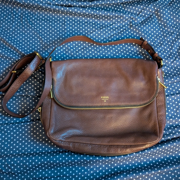 Fossil Brown Leather Crossbody Bag - Picture 1 of 3